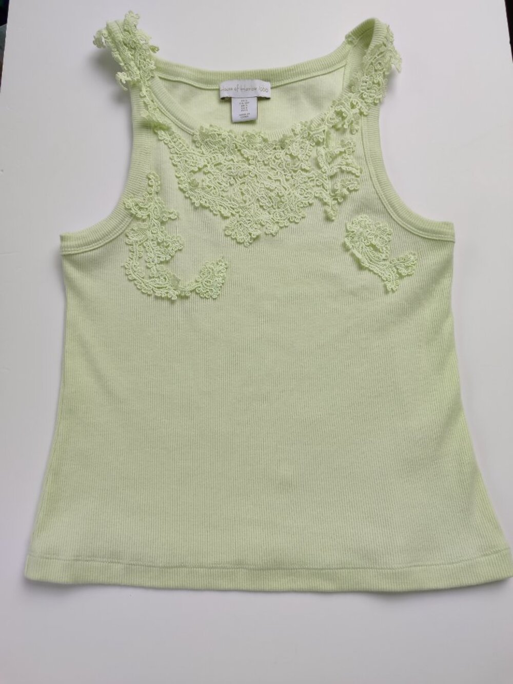 EUC House of Harlow Sage Green Ribbed Knit Tank Top with lace Size S